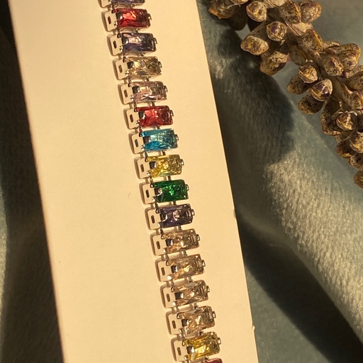 دستبند تنیسی نگین هفت رنگ